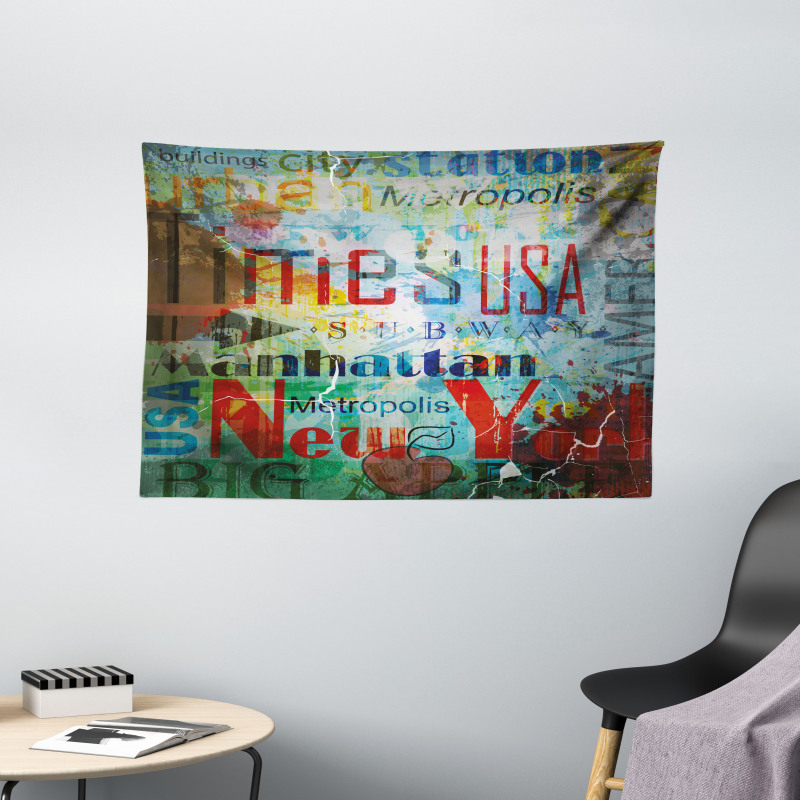 Grunge Words Culture Wide Tapestry