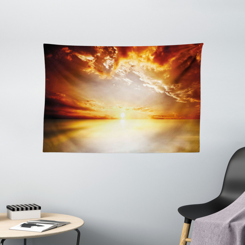 Tranquil Sunset Horizon Wide Tapestry