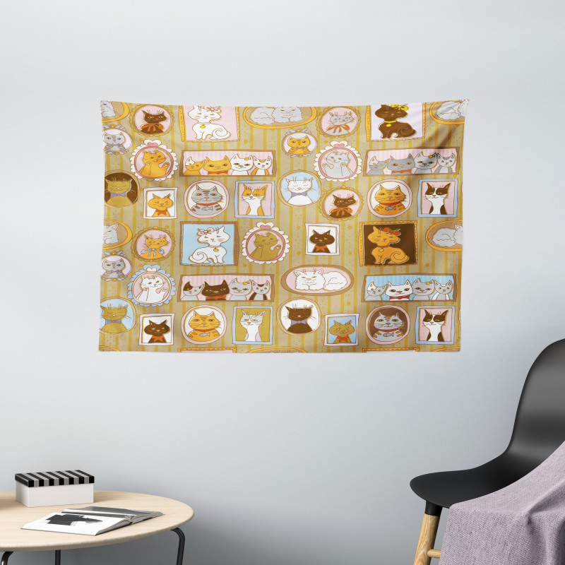 Family Tree of Kitty Humor Wide Tapestry