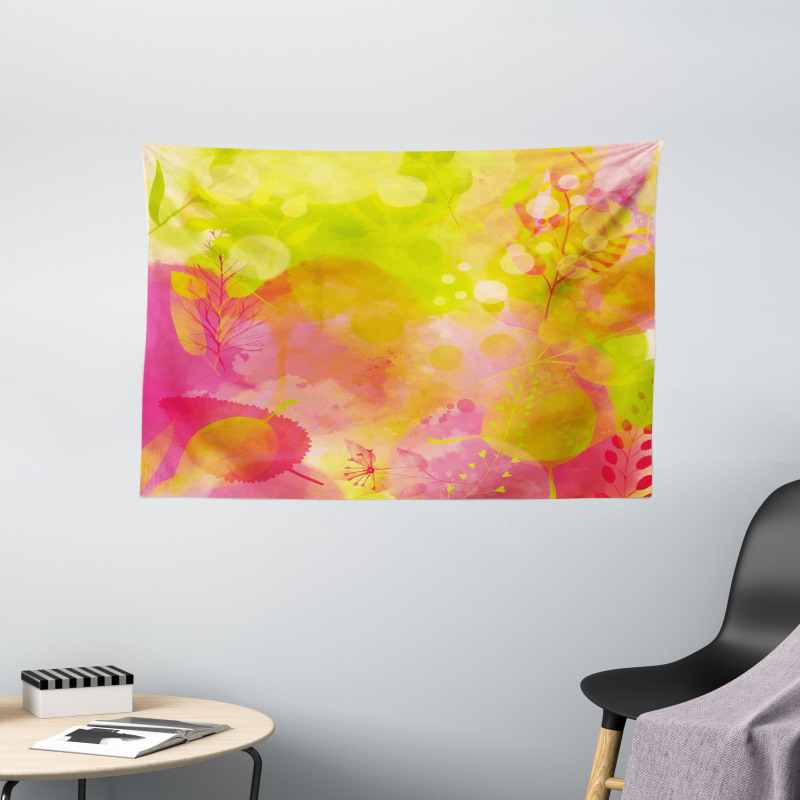 Spring Yard Watercolors Wide Tapestry