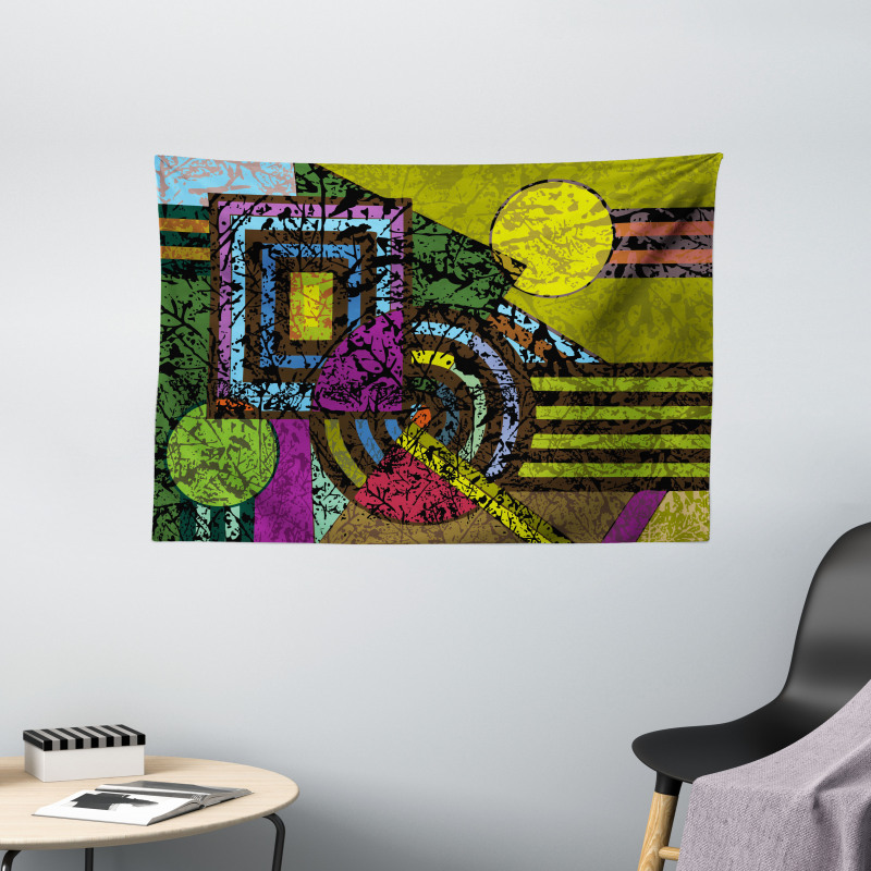 Grunge Murky Trippy Wide Tapestry