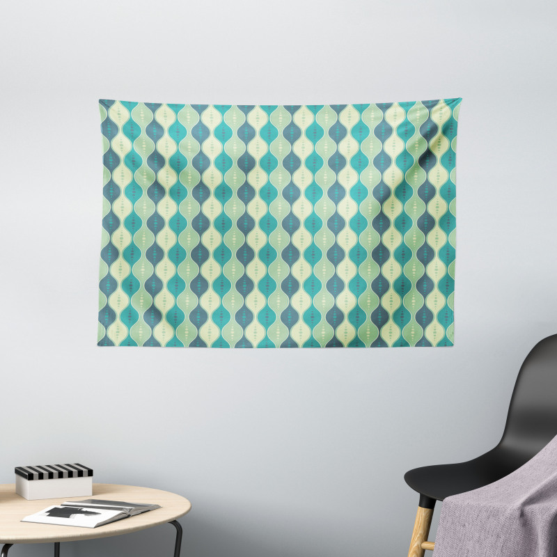 Oval Curved Lines Dots Wide Tapestry