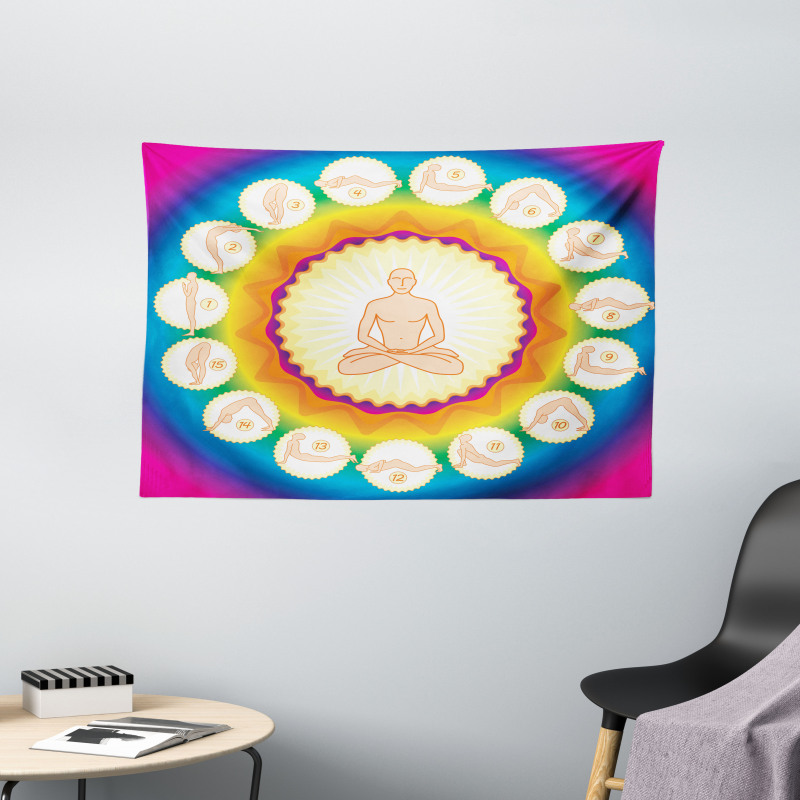 Yogi Lotus Posture Poses Wide Tapestry