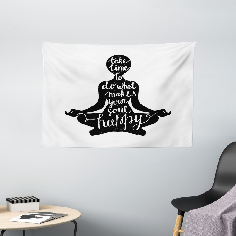 Silhouette with Writing Wide Tapestry