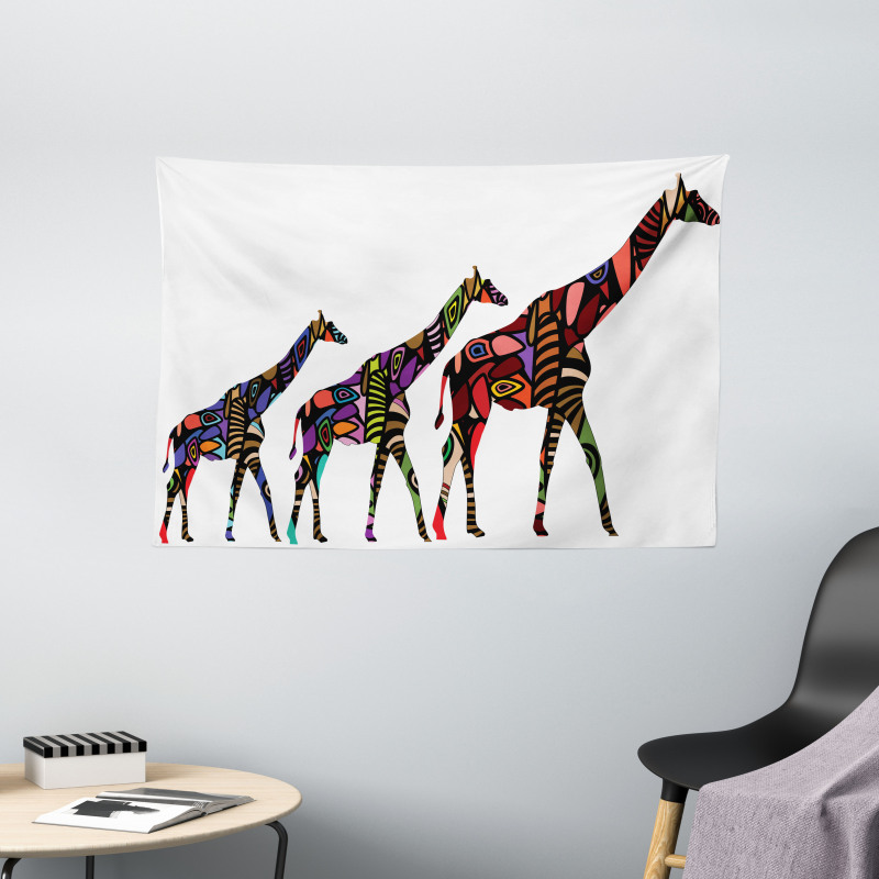 Giraffes Wide Tapestry