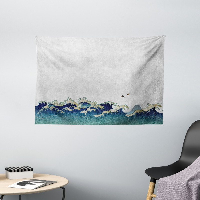 Aquatic Swirls Wide Tapestry