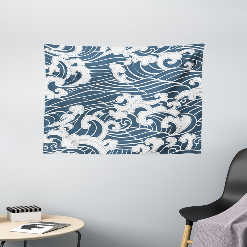 River Storm Retro Wide Tapestry