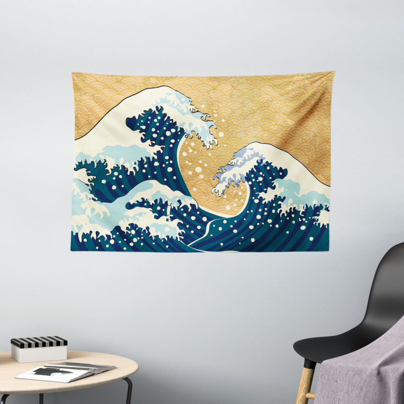 Foamy Sea Storm Wide Tapestry