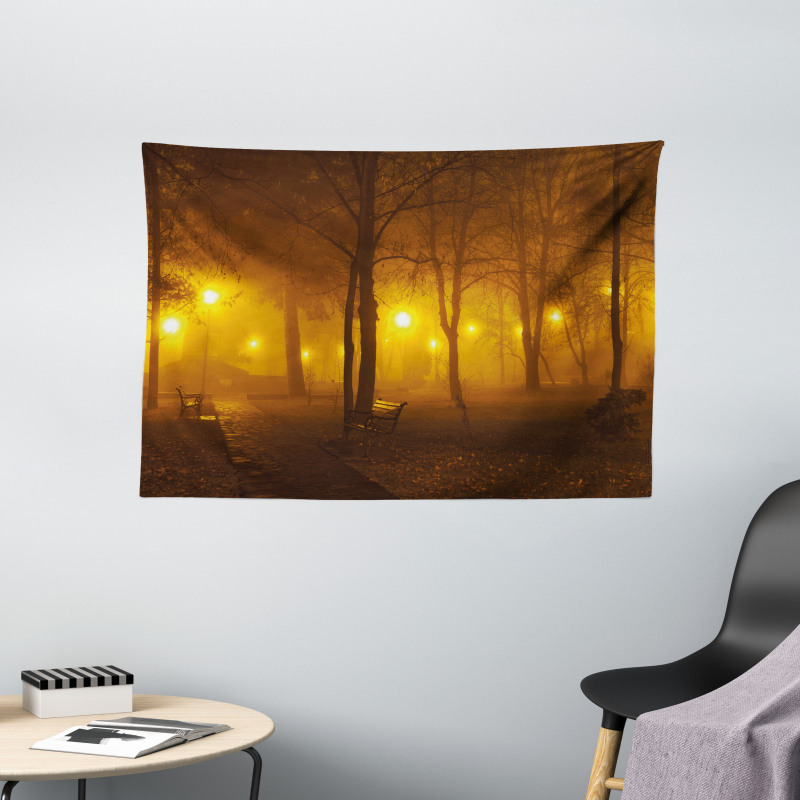 Foggy Evening in the Park Wide Tapestry