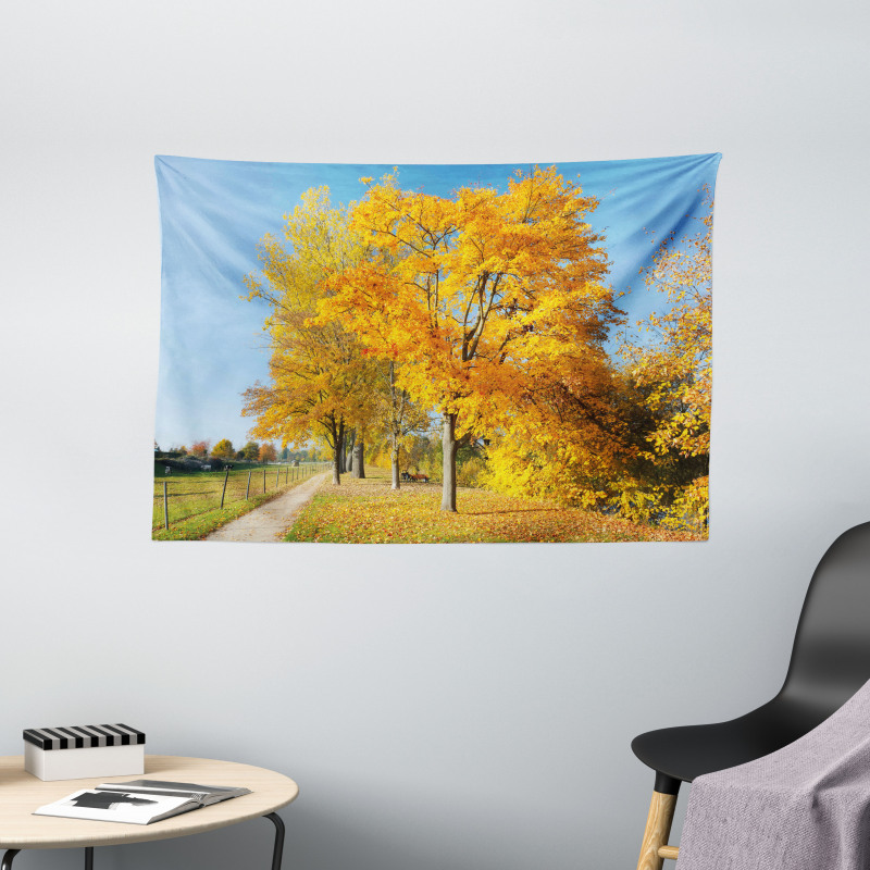 Maple Trees Countryside Wide Tapestry
