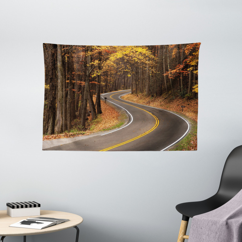 Roadway Mountains Travel Wide Tapestry