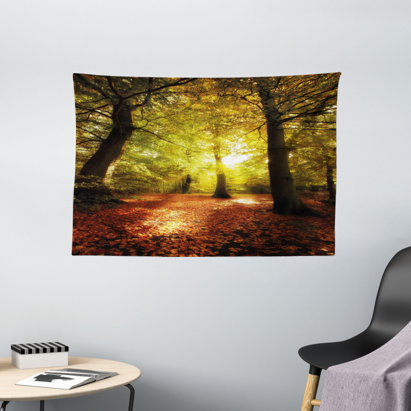 Blurry Forest Dreamy View Wide Tapestry