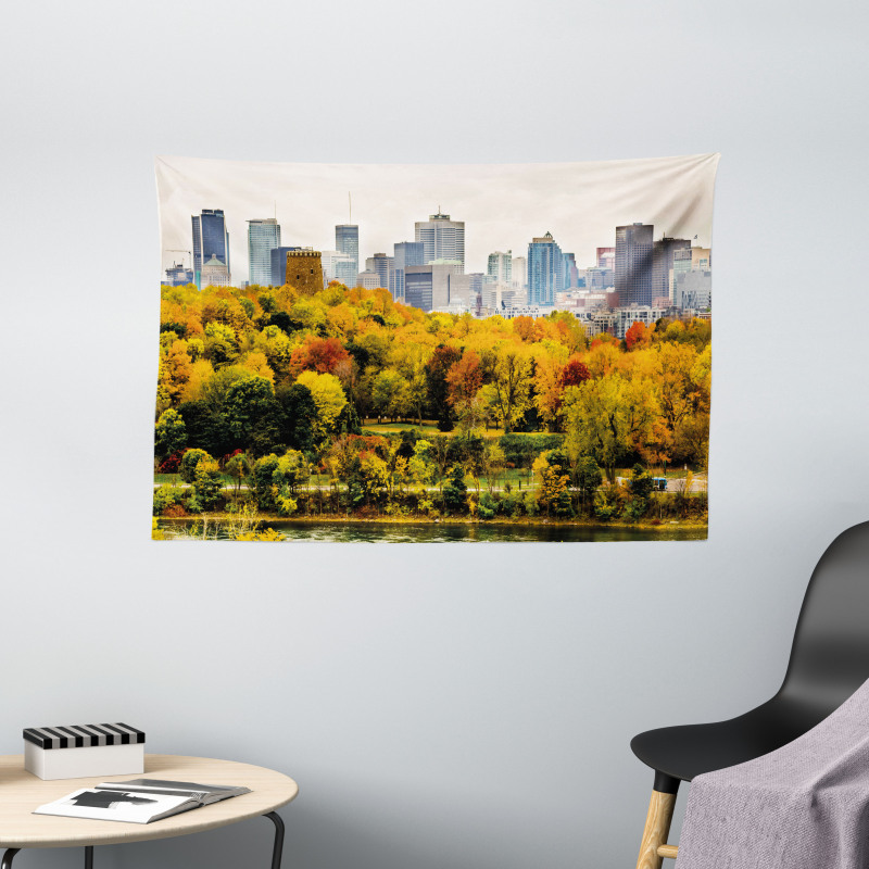 Montreal in Autumn Season Wide Tapestry