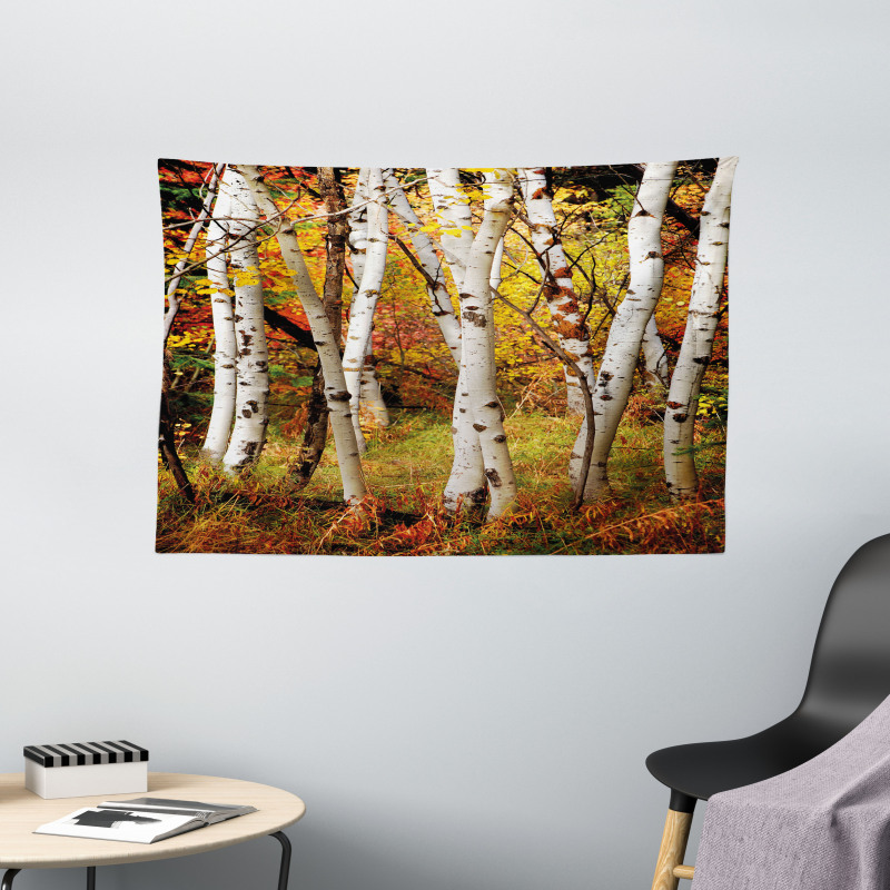White Birch Trees Serenity Wide Tapestry