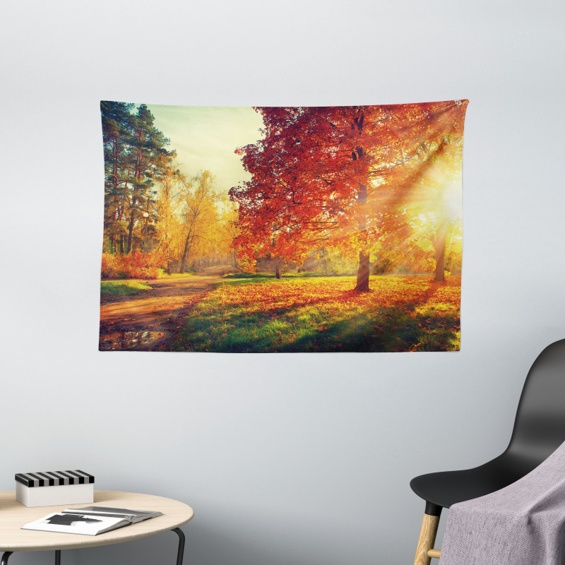 Misty Day in the Forest Wide Tapestry