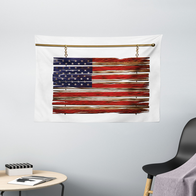 Rustic Flag Wide Tapestry