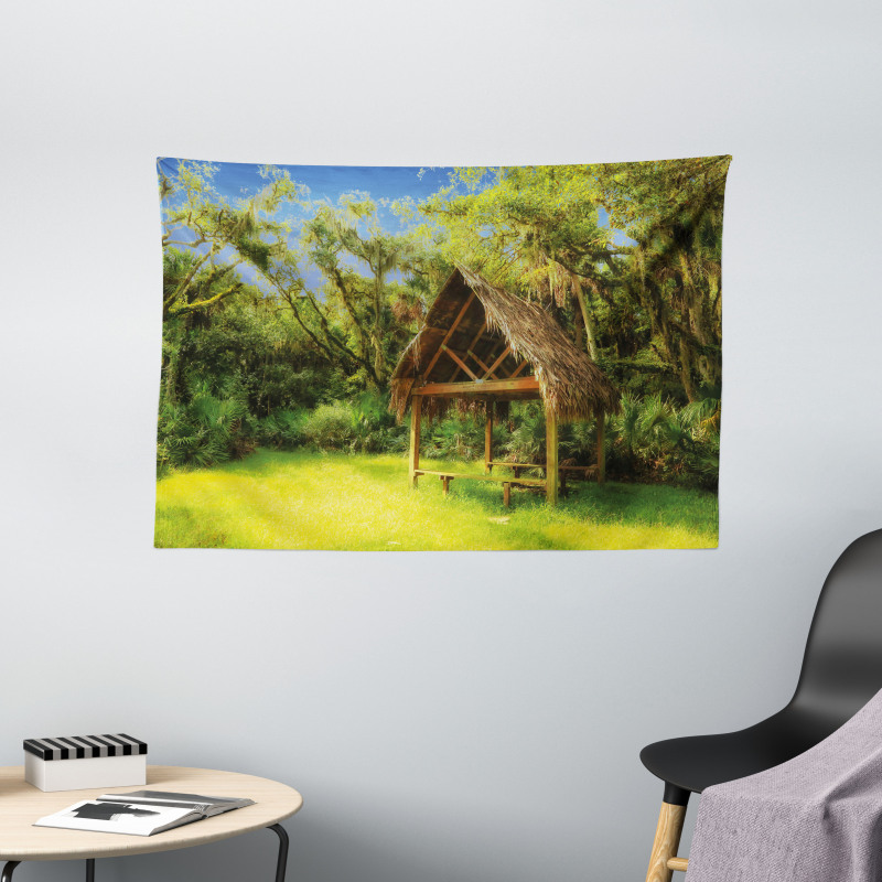 Tropic Hut Woods Wide Tapestry