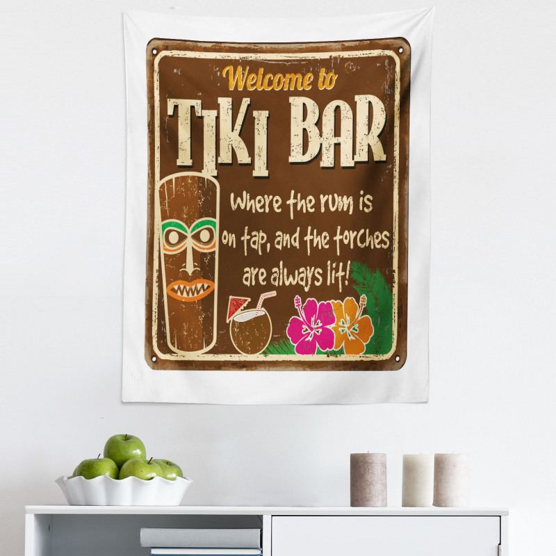 Etnik Mikrofiber Duvar Halısı Kahverengi Tiki Bar