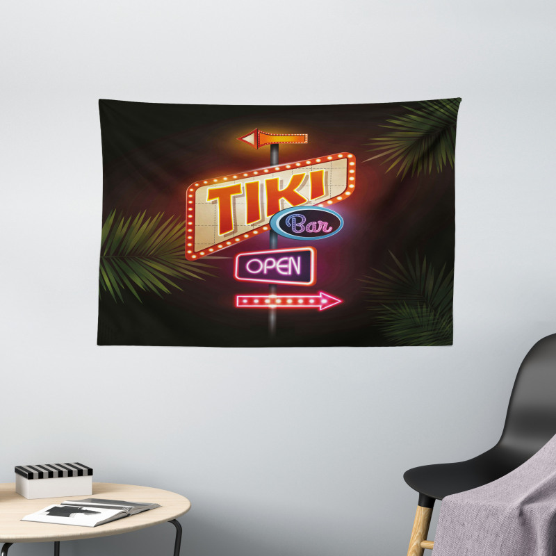 Neon Sign Design Wide Tapestry