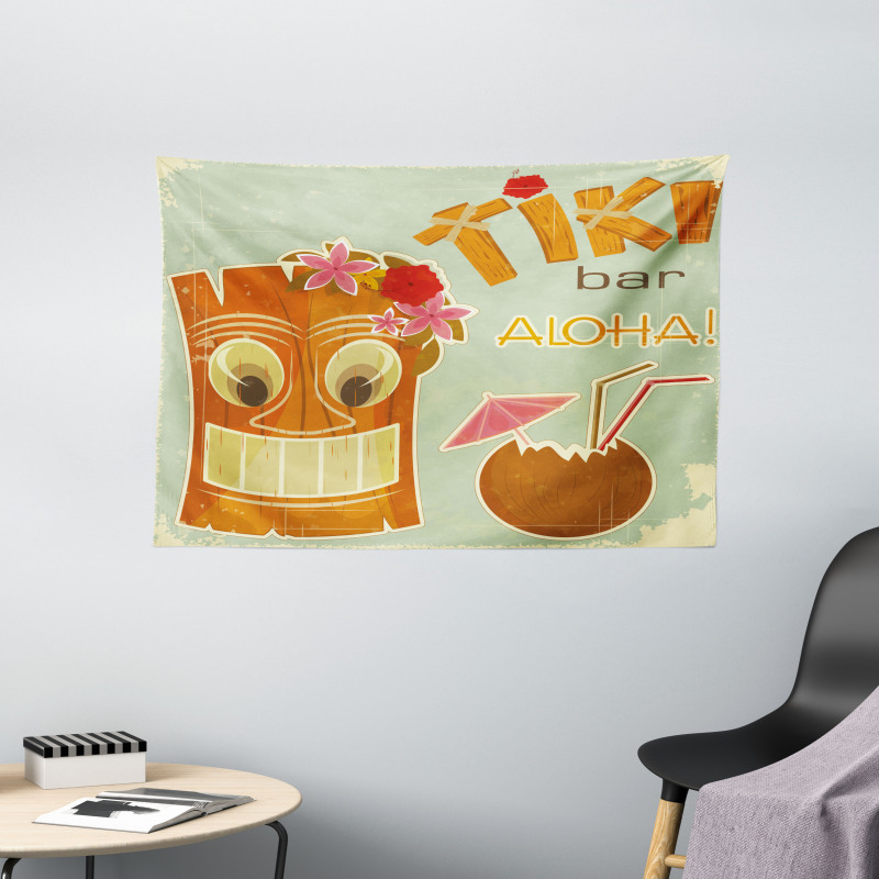 Drink Mask Flora Wide Tapestry