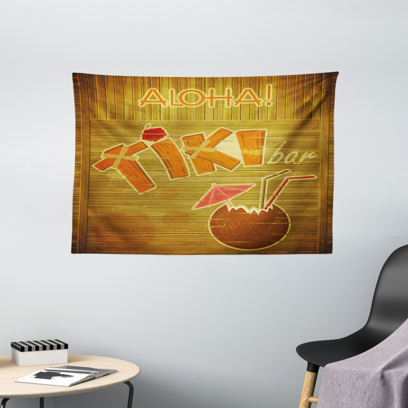 Wood Plank Aloha Wide Tapestry