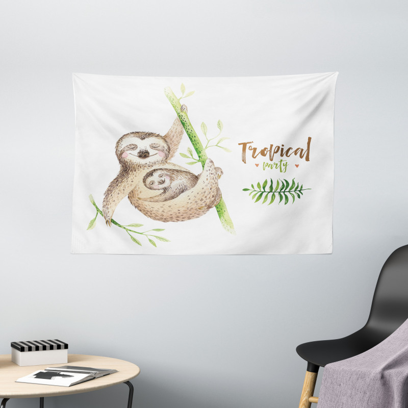 Happy Family Boho Style Wide Tapestry
