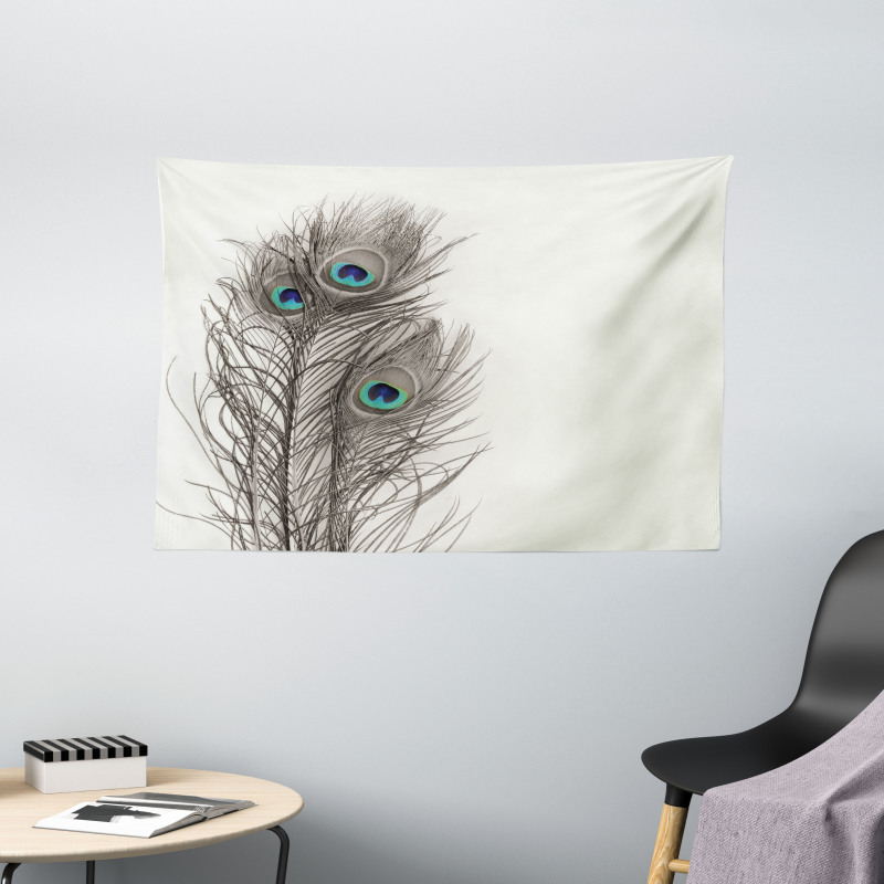 Feathers of Exotic Bird Wide Tapestry