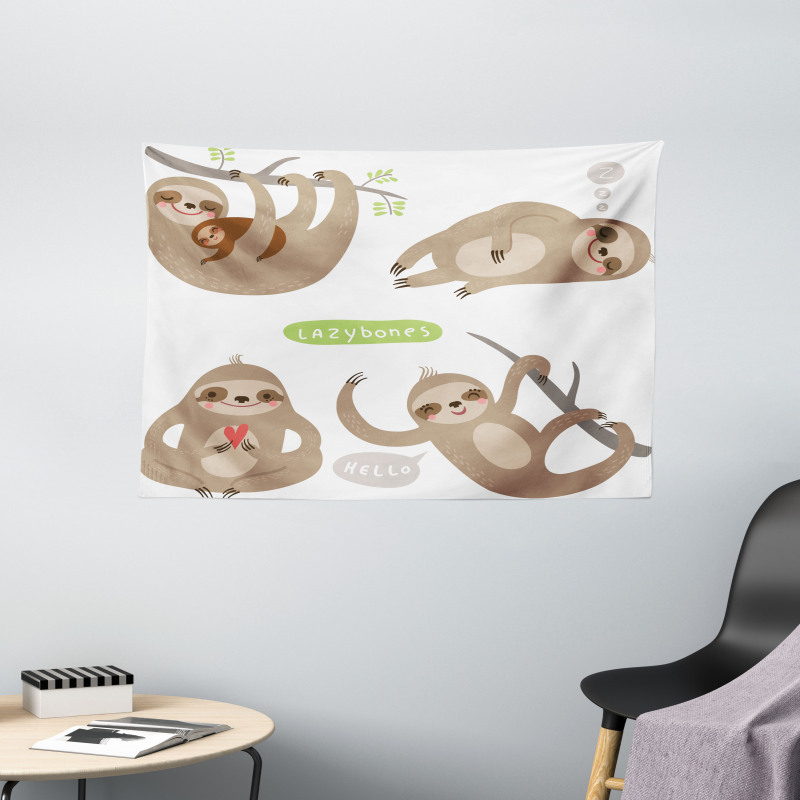 Kids Composition Animal Wide Tapestry