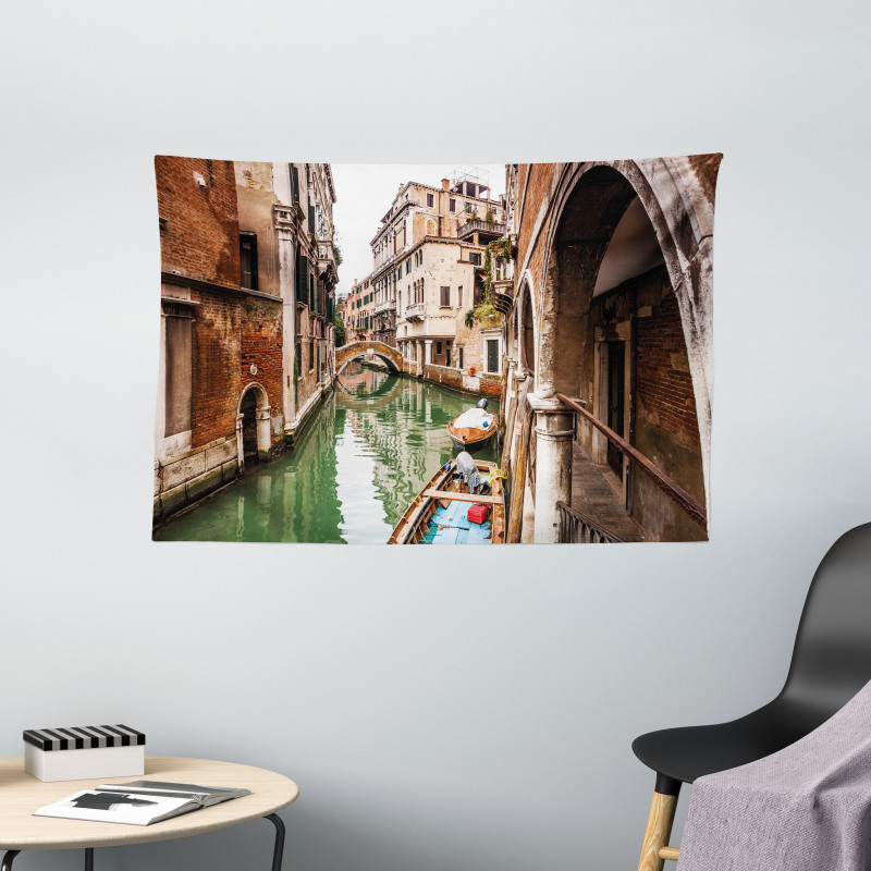 Famous Water Canal Boats Wide Tapestry