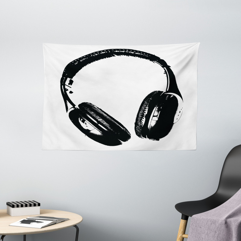 Grunge Headphones Fun Wide Tapestry