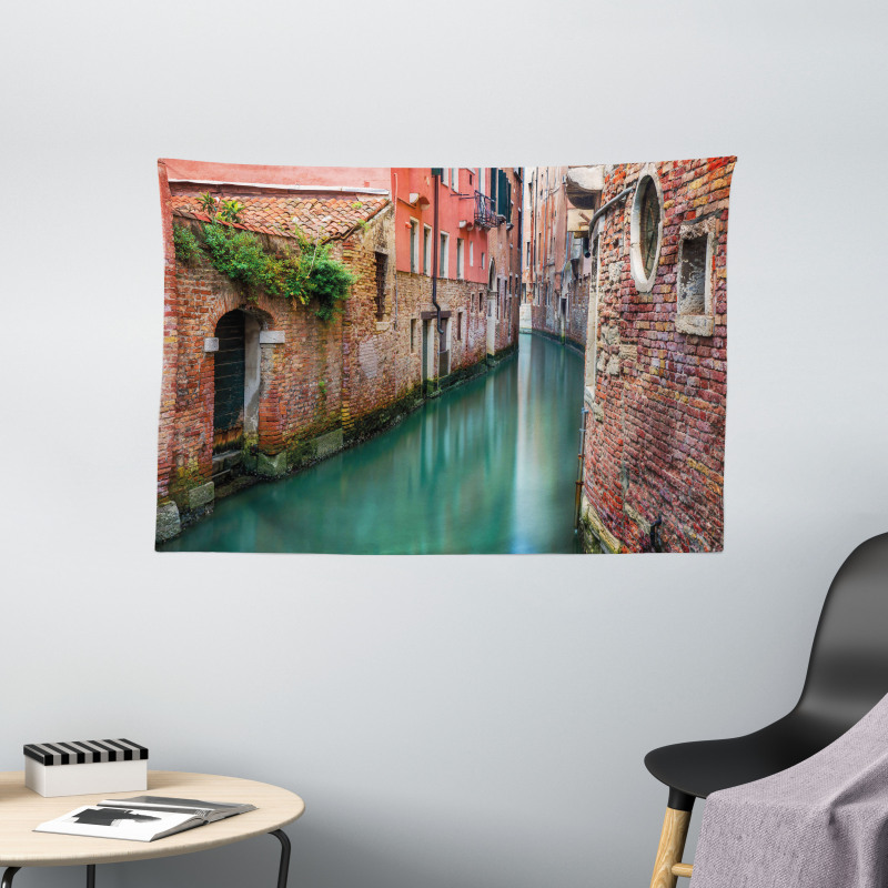 Scenic Canal Buildings Wide Tapestry