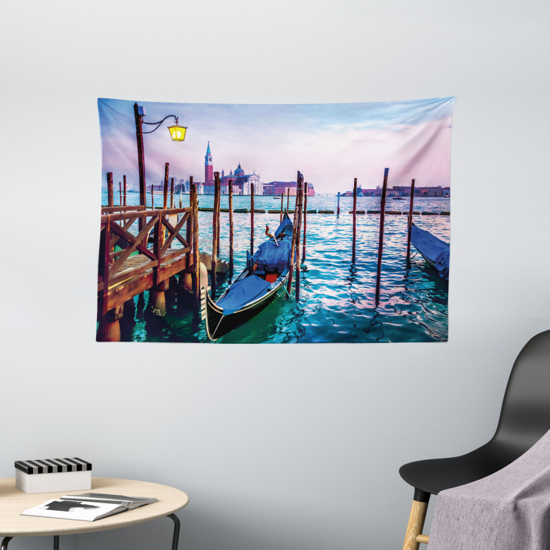 Dreamy View in Evening Wide Tapestry