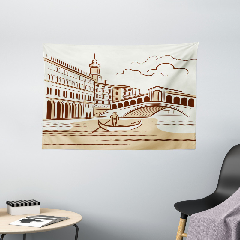 Venetian Landscape Art Wide Tapestry