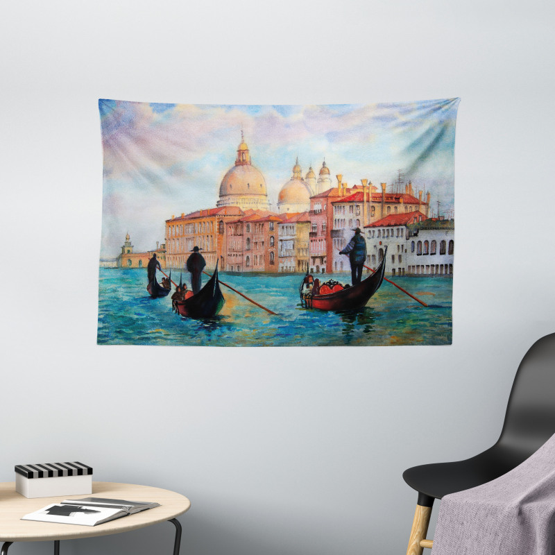 Watercolor Serene City Wide Tapestry