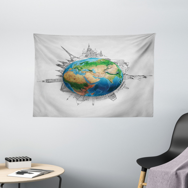 Realistic Globe Planet Wide Tapestry