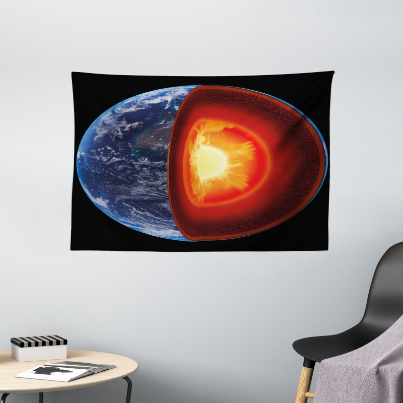Hot Burning Earth Core Wide Tapestry
