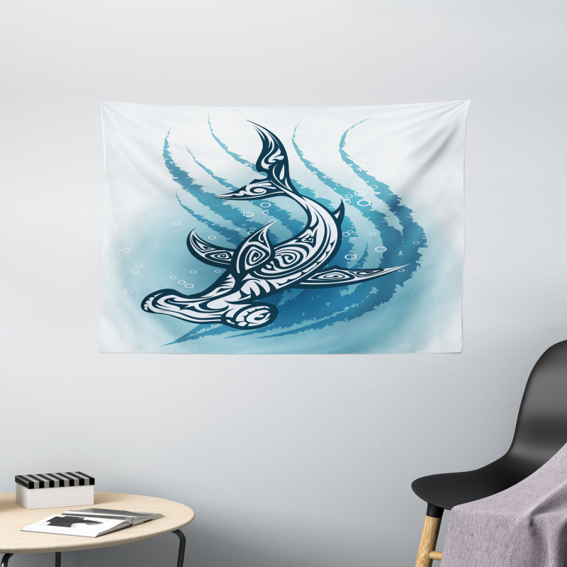 Hammerhead Fish Ornate Wide Tapestry