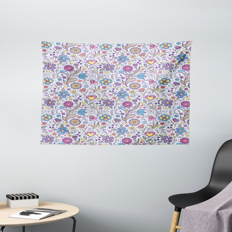 Doodle Botany Garden Wide Tapestry