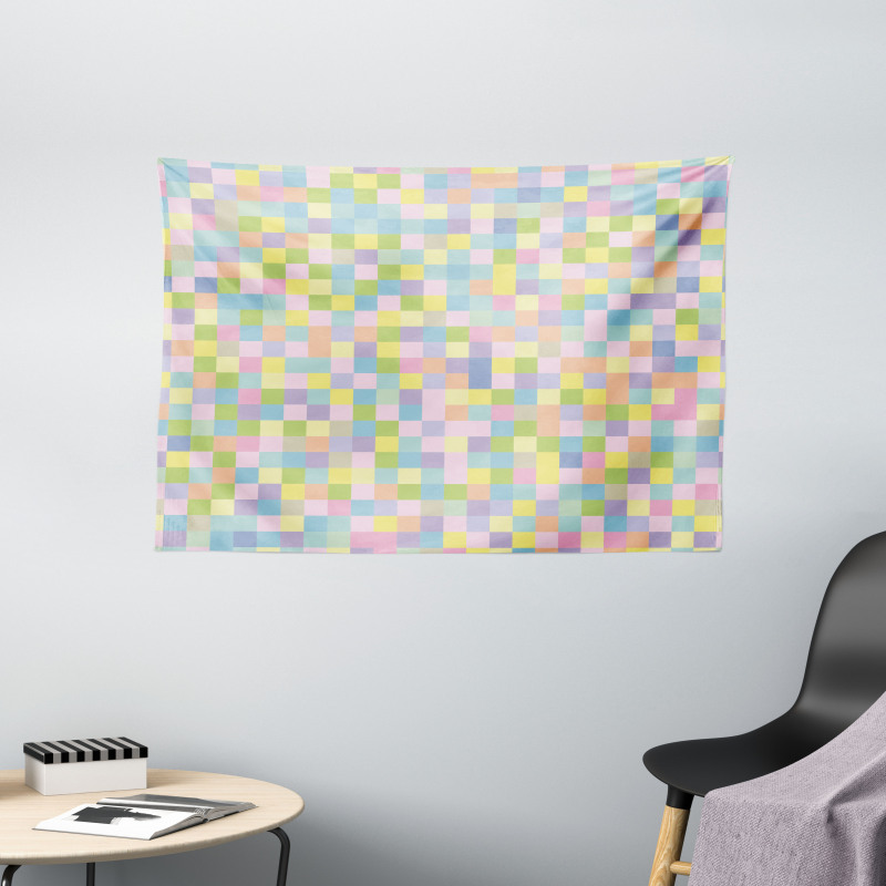 Colorful Squares Mosaic Wide Tapestry