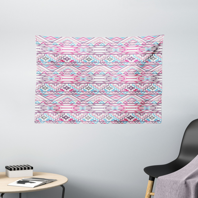Aztec Inspired Ikat Seem Wide Tapestry