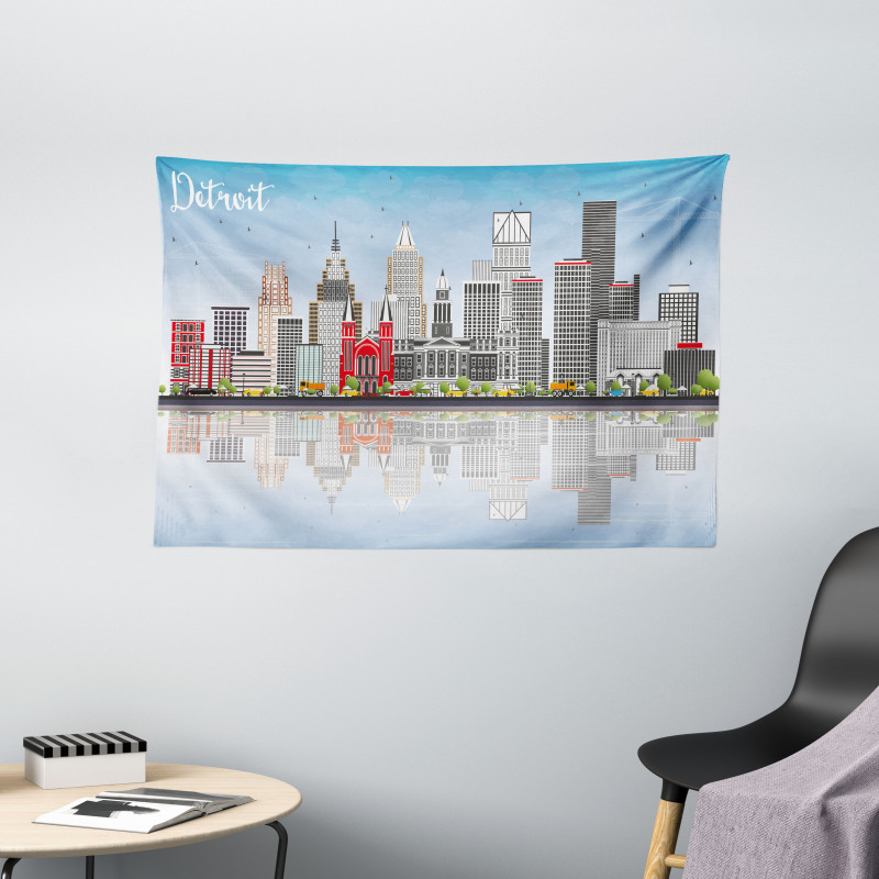 Cityscape Skyscrapers Wide Tapestry
