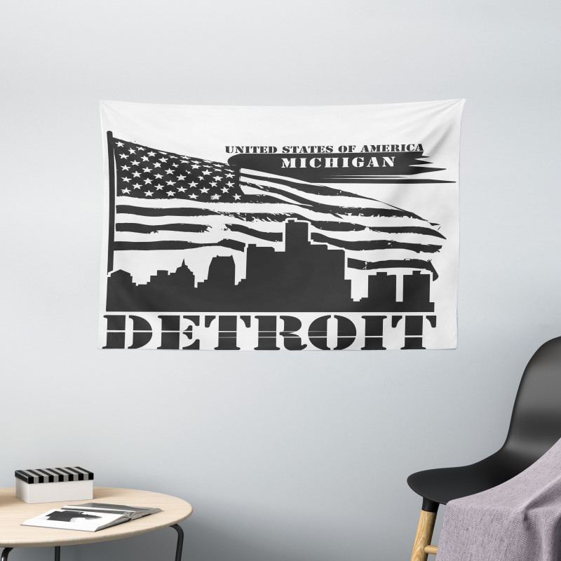 USA Flag Grunge City Wide Tapestry