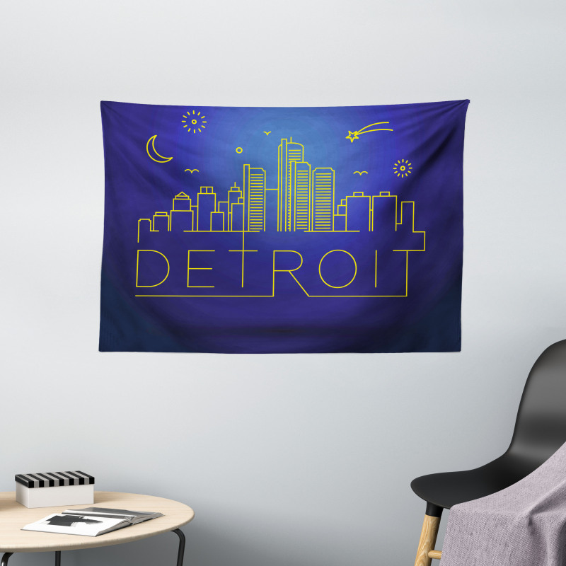 City Sky View Graphic Wide Tapestry