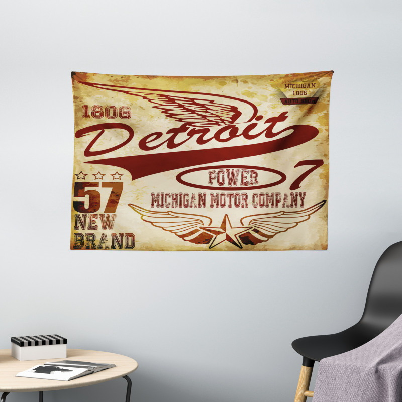Vintage Michigan Auto Wide Tapestry
