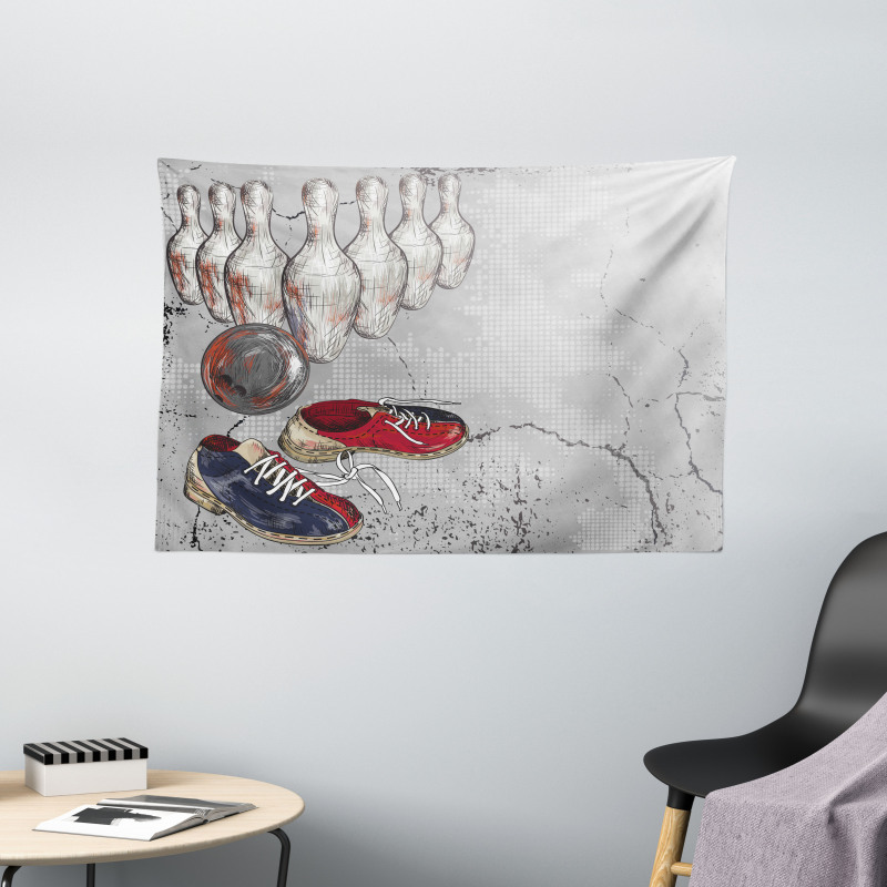 Grunge Objects Wide Tapestry