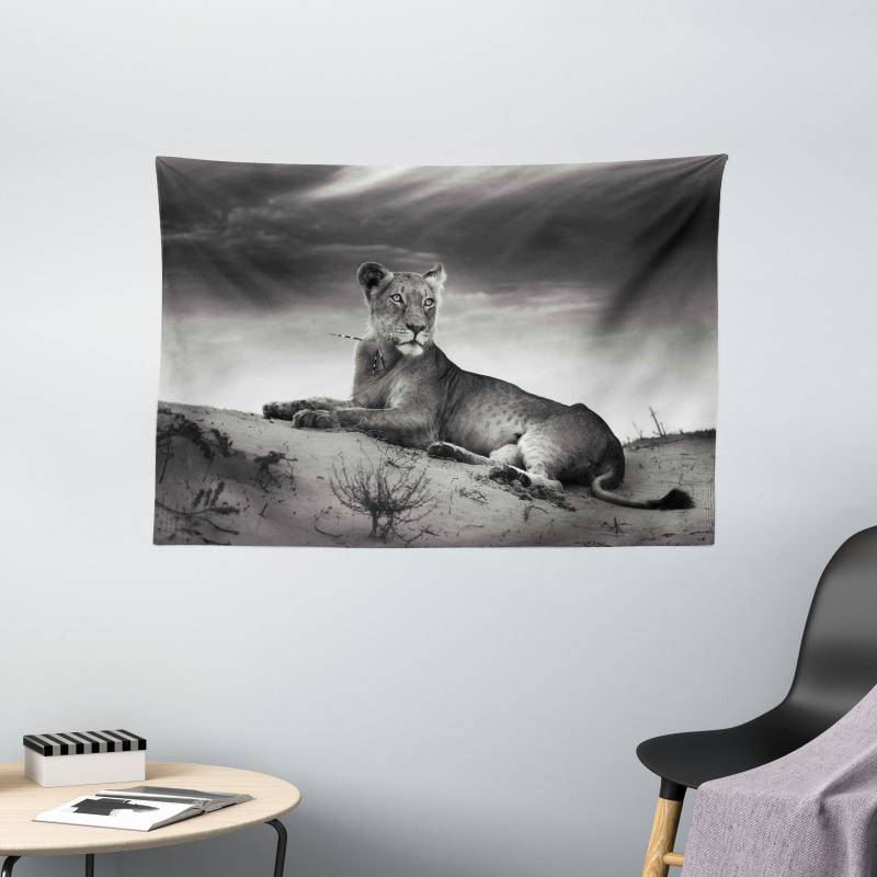 Wild Lioness Wide Tapestry