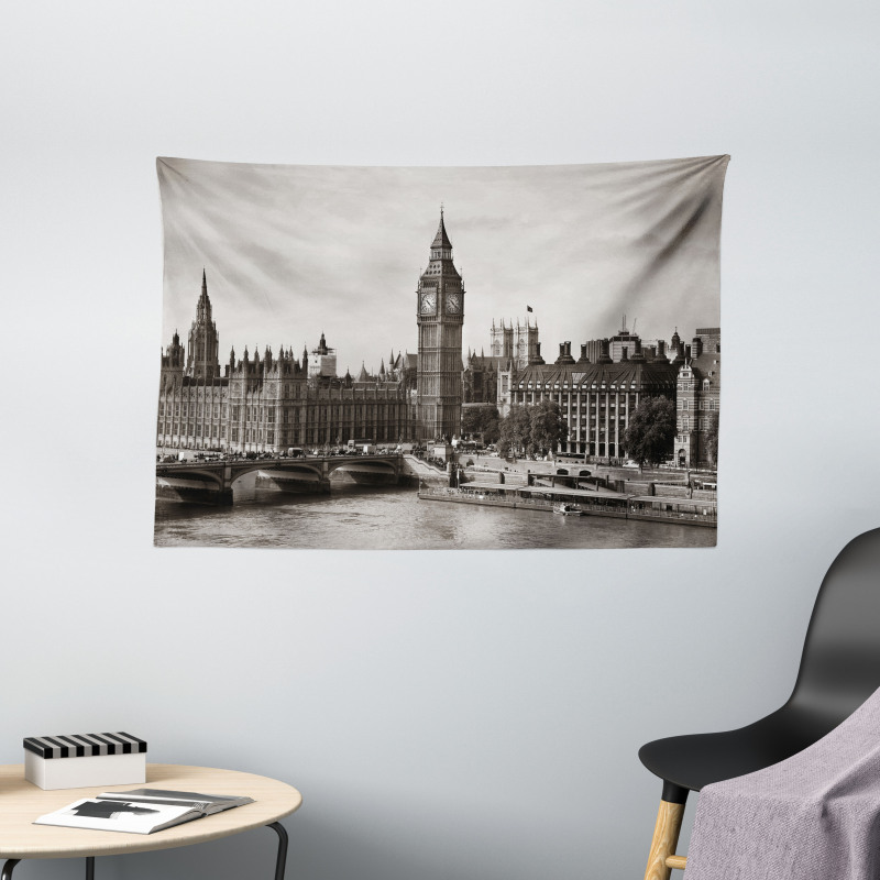 Westminster with Big Ben Wide Tapestry