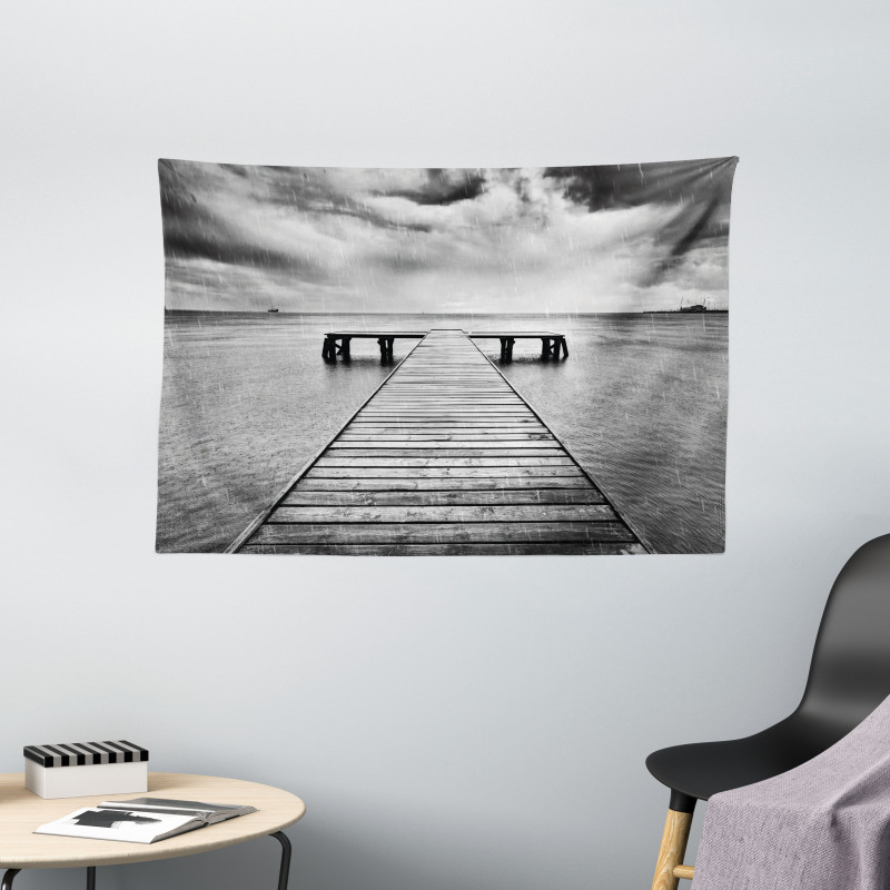 Old Pier on Sea Wide Tapestry