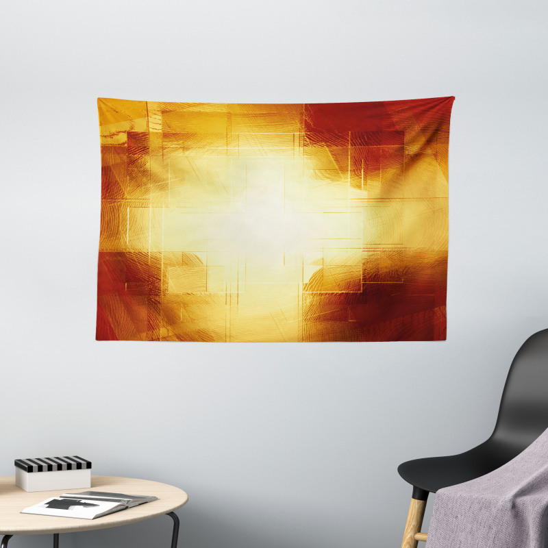 Modern Grid Design Wide Tapestry