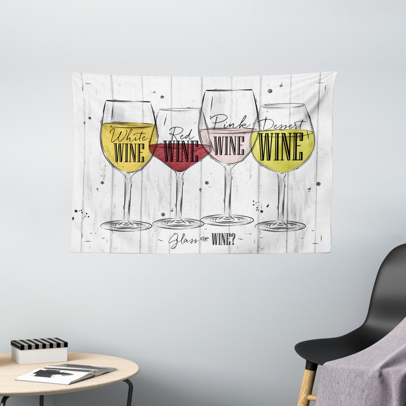 4 Types of Wine Rustic Wide Tapestry